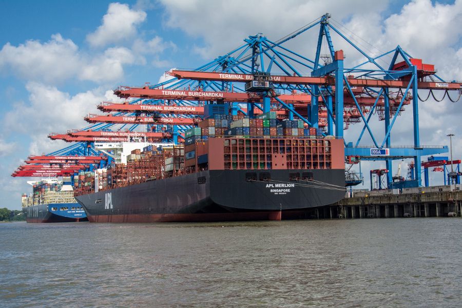 Terminal Burchardkai in Hamburg Harbor, Germany.