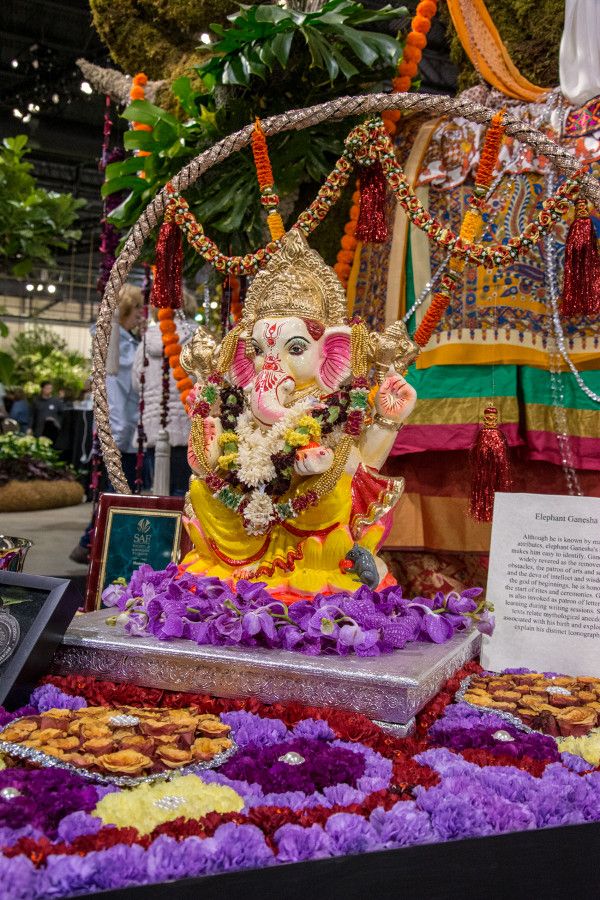 Flowered elephant Ganesha at the Philadelphia Flower Show 2018.