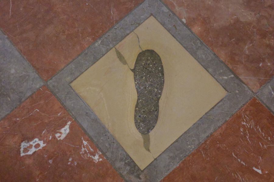 The Devil's Footprint inside the Frauenkirche in Munich, Germany.