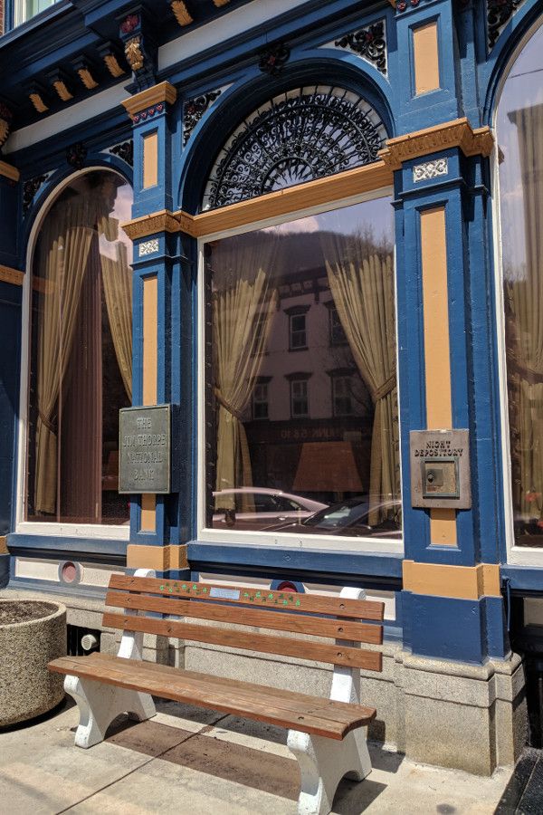 The historic front of the Jim Thorpe National Bank.