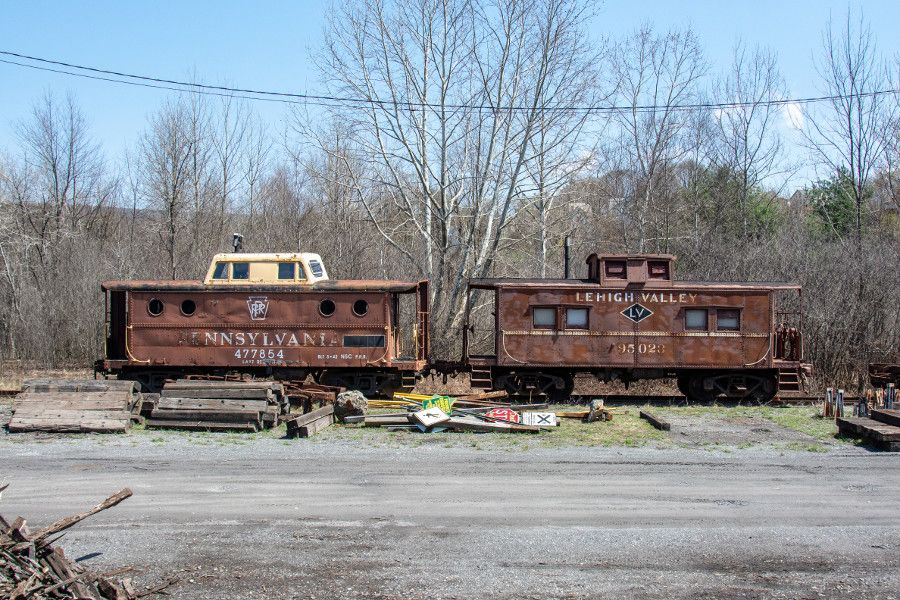 Antique train cars at the Lehigh Gorge Scenic Railway.