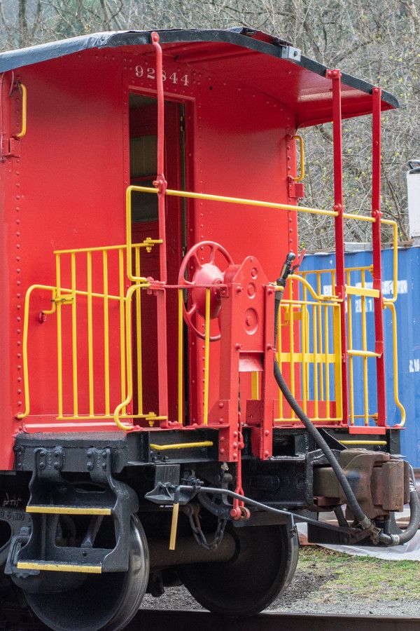 The Lehigh Gorge Scenic Railway's bright red caboose.