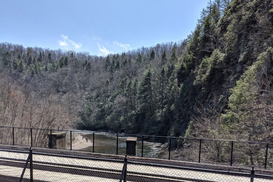 View of the gorge from the bridge on the Lehigh Gorge Scenic Railway.