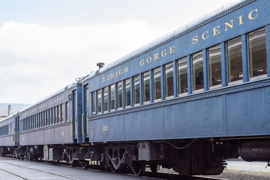 1930s train cars at the Lehigh Gorge Scenic Railway.