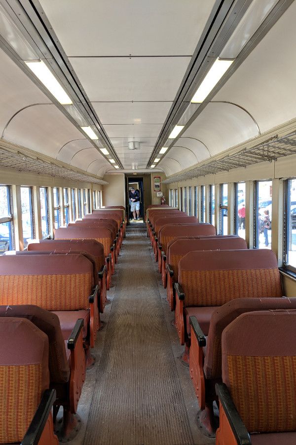 Inside the standard coach class train of the Lehigh Gorge Scenic Railway.