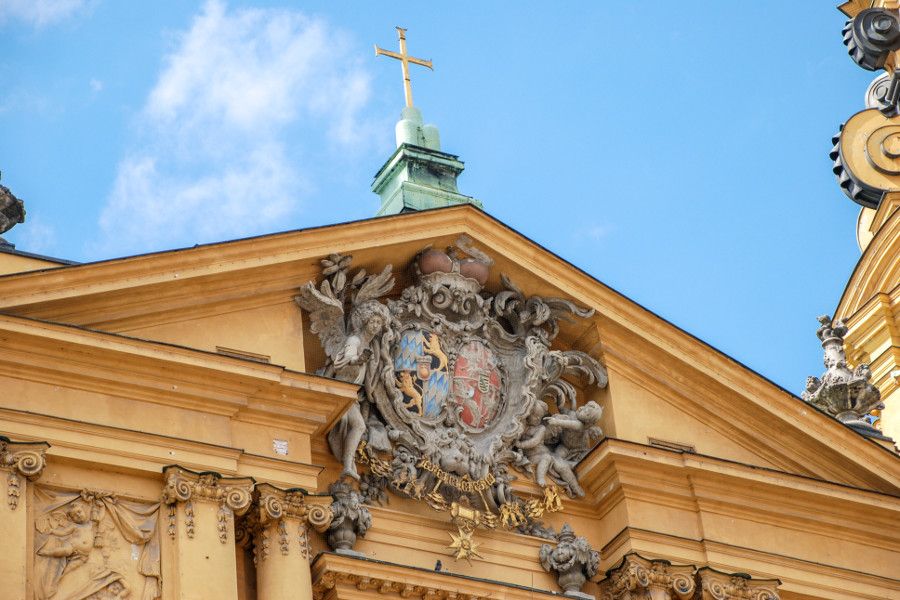 Exterior details of the Theatinerkirche in Munich, Germany.