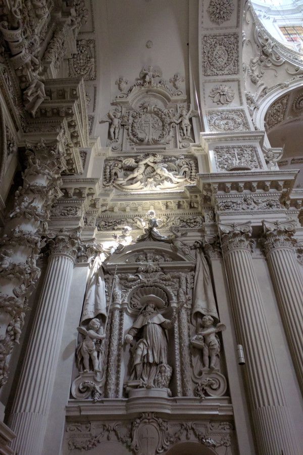 Interior details of the Theatinerkirche in Munich, Germany.