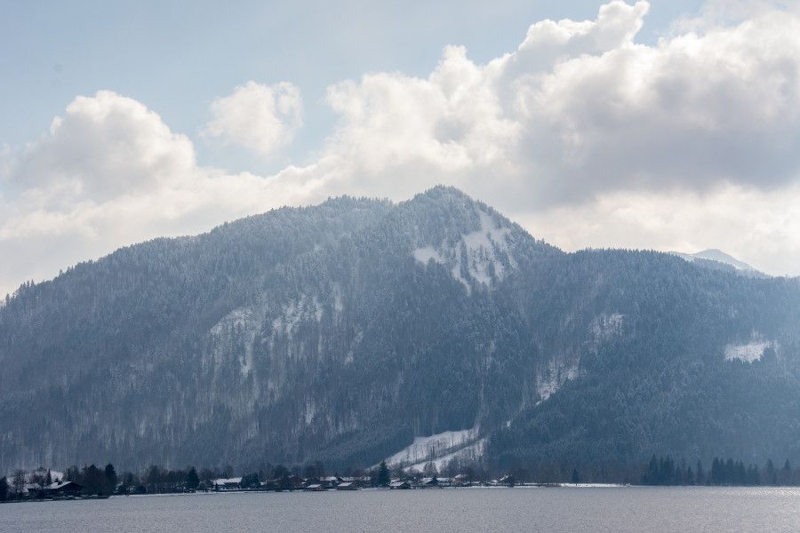 The mountains overlooking the Tegernsee lake in Bavaria, Germany.