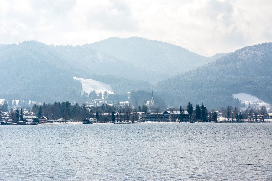 The mountains overlooking the Tegernsee lake in Bavaria, Germany.