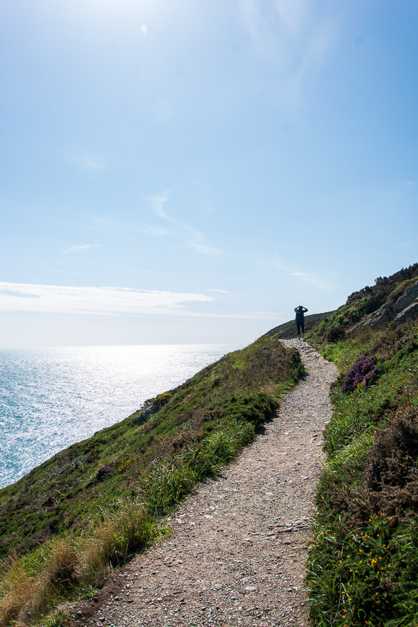 The path for the Howth cliff walk cuts right along the edge of the hill.