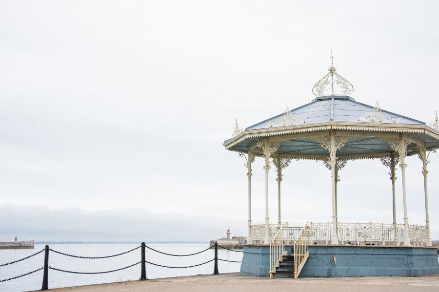 The bandstand along the harbor of the East Pier in Dún Laoghaire, Ireland.