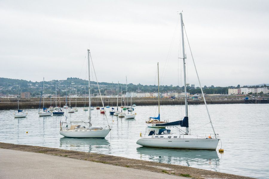 Sailboats along the Dún Laoghaire East Pier.