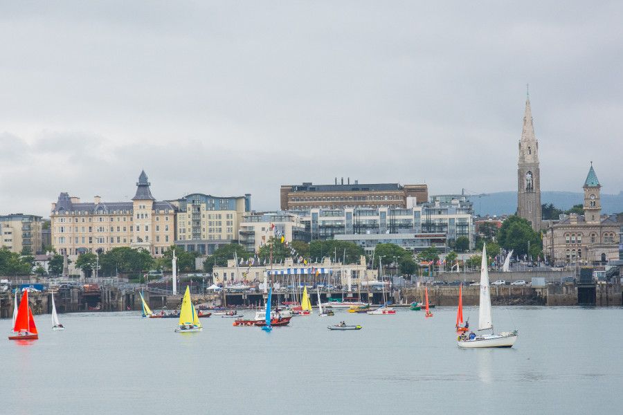 The Dún Laoghaire harbor and waterfront.