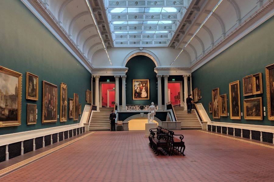 Inside a gallery at the National Gallery of Ireland in Dublin.