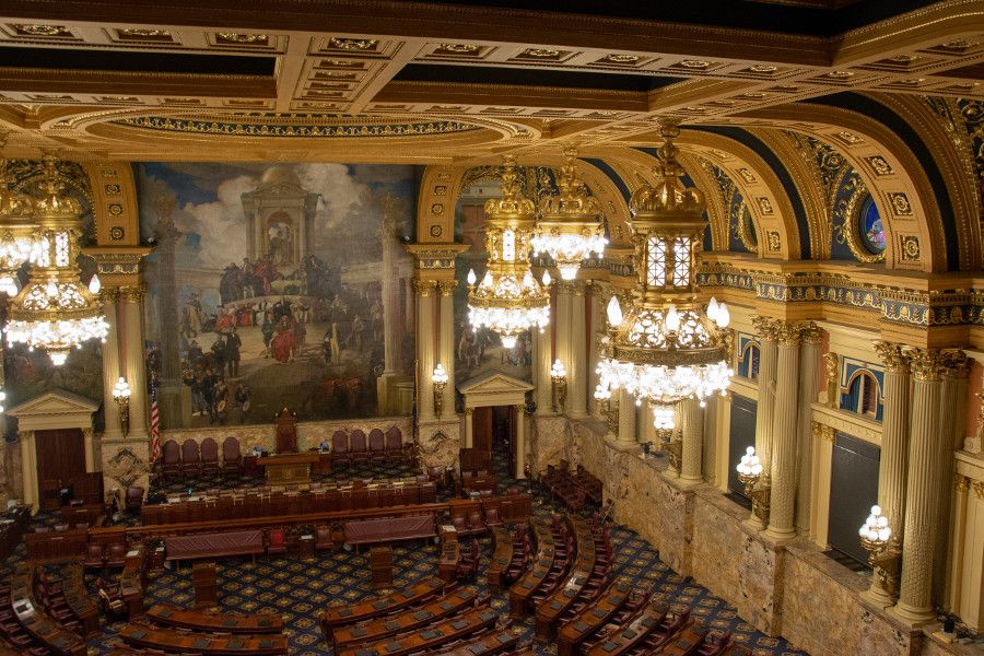 The House of Representatives Chamber of the Pennsylvania Capitol Building in Harrisburg.