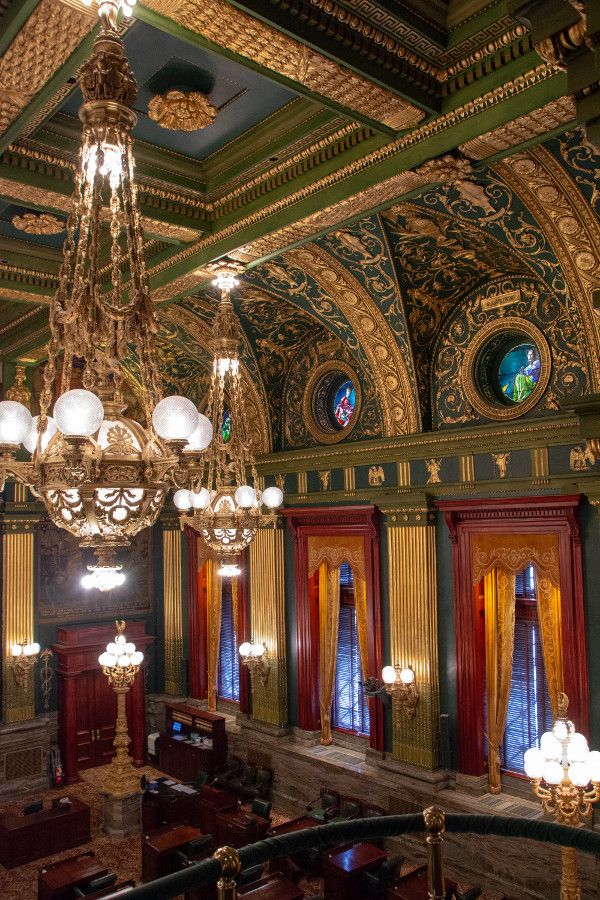 The Senate Chambers in the Pennsylvania Capitol Building in Harrisburg.