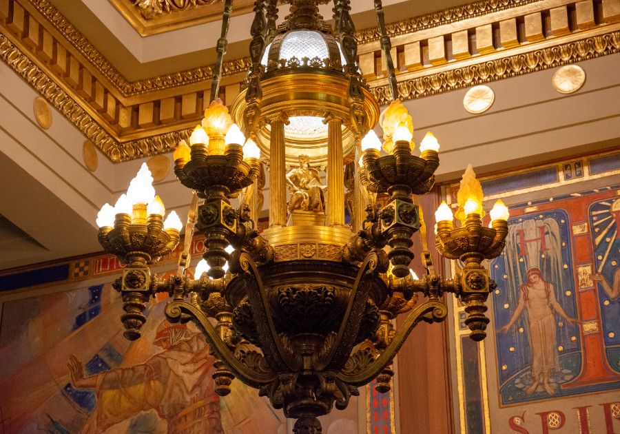 A light fixture in the Supreme Court Chamber of the Pennsylvania Capitol Building in Harrisburg.