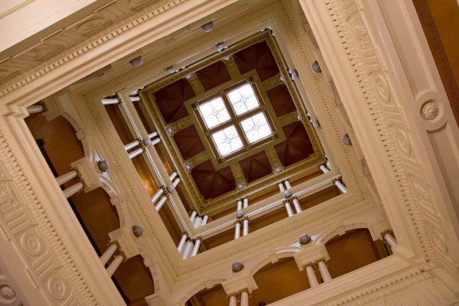 Looking up in the Pennsylvania Capitol Building in Harrisburg.