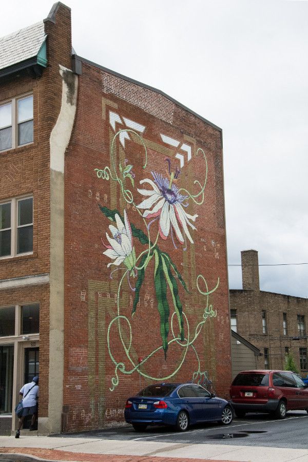 Abstract street art on the side of a building in Midtown Harrisburg.