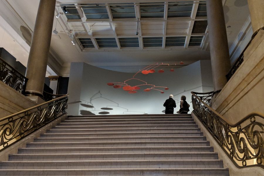 A mobile at the entrance to the Alexander Calder: Radical Inventor exhibit at the Montreal Museum of Fine Arts.