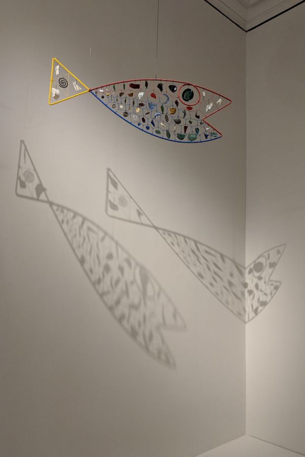 A fish mobile at the Alexander Calder: Radical Inventor exhibit at the Montreal Museum of Fine Arts.