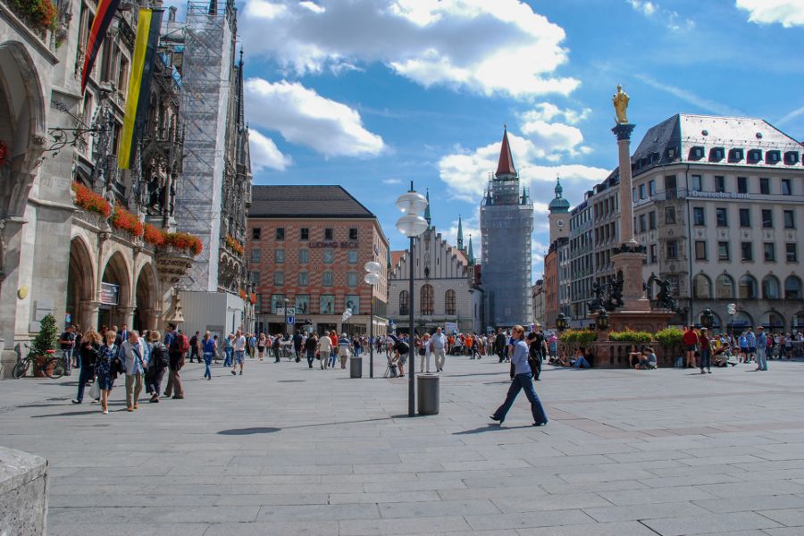 Marienplatz is Munich's central square in the heart of the city.