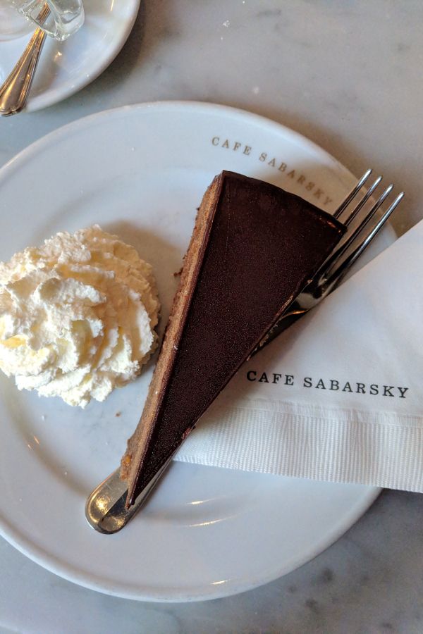 A slice of Sachertorte at Cafe Sabarsky in the Neue Galerie.