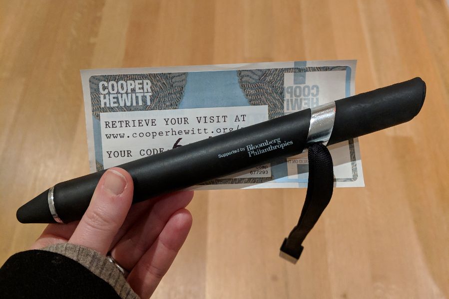 Visitors to the Cooper Hewitt Museum receive a stylus for interacting and saving items.