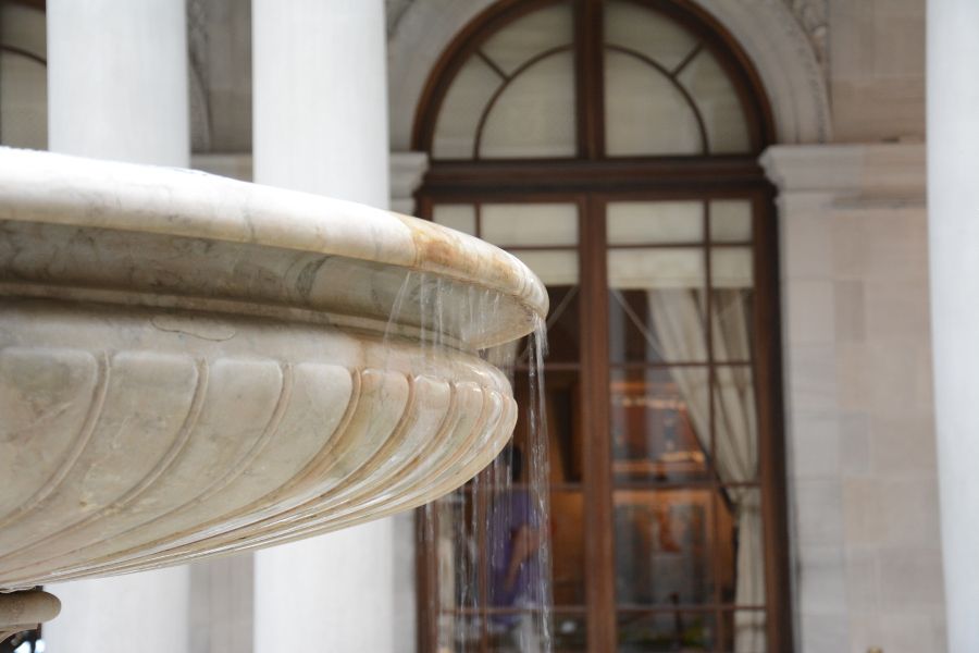 The fountain in the Frick Collection Garden Court.