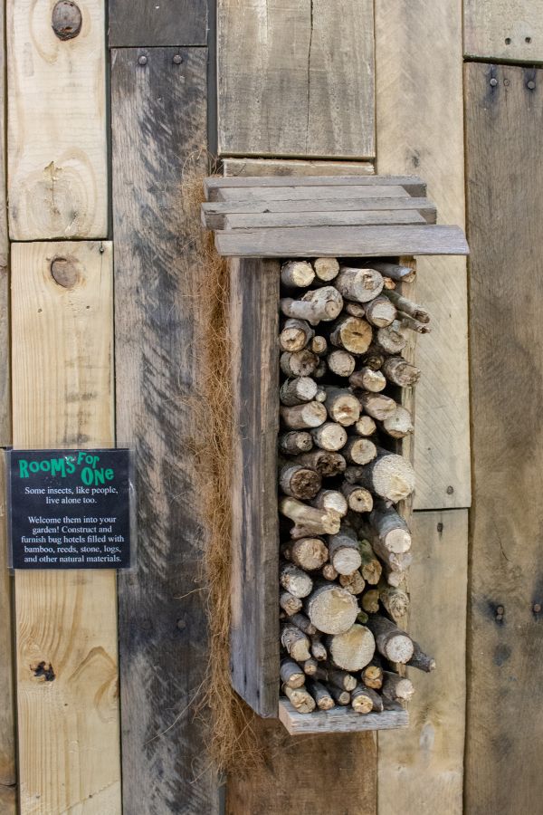 An insect house, or bug hotel, at the Flower Show.