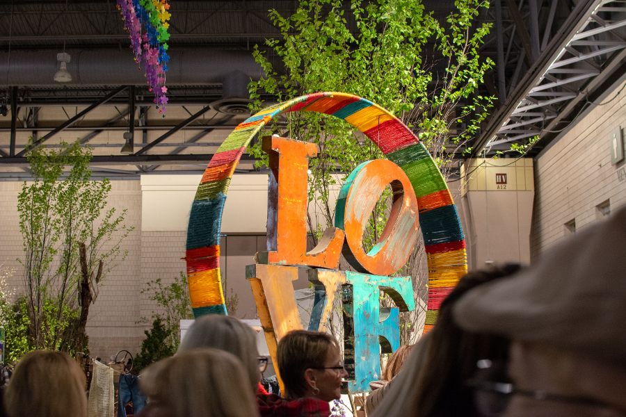 A fun twist on Robert Indiana LOVE sculpture at the Philadelphia Flower Show 2019.