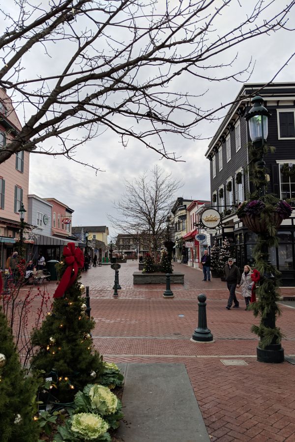 The heart of Cape May decorated for Christmas.