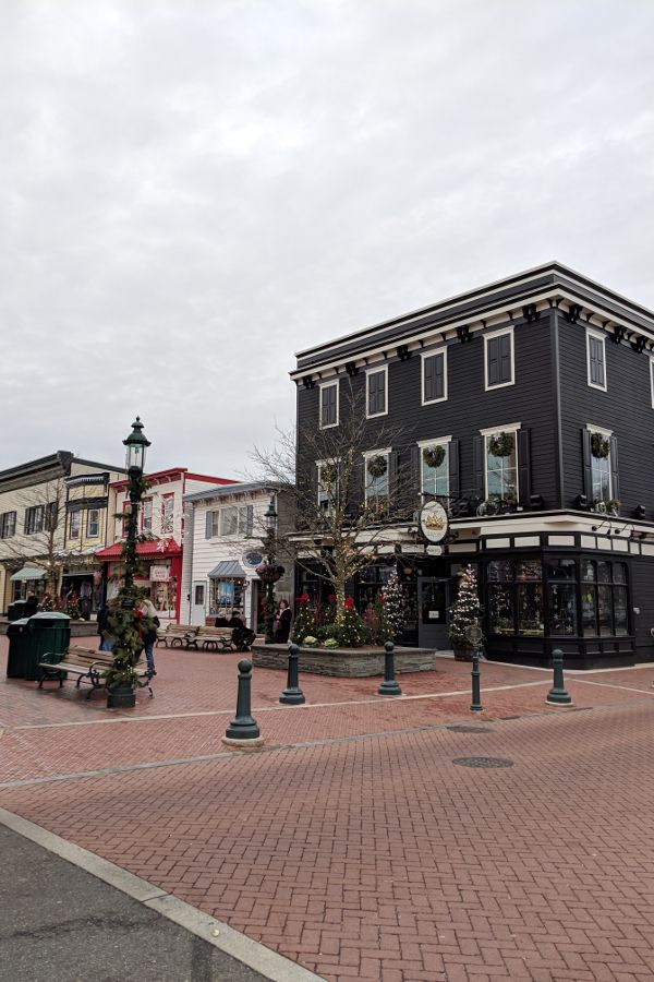 Downtown Cape May decorated for Christmas.