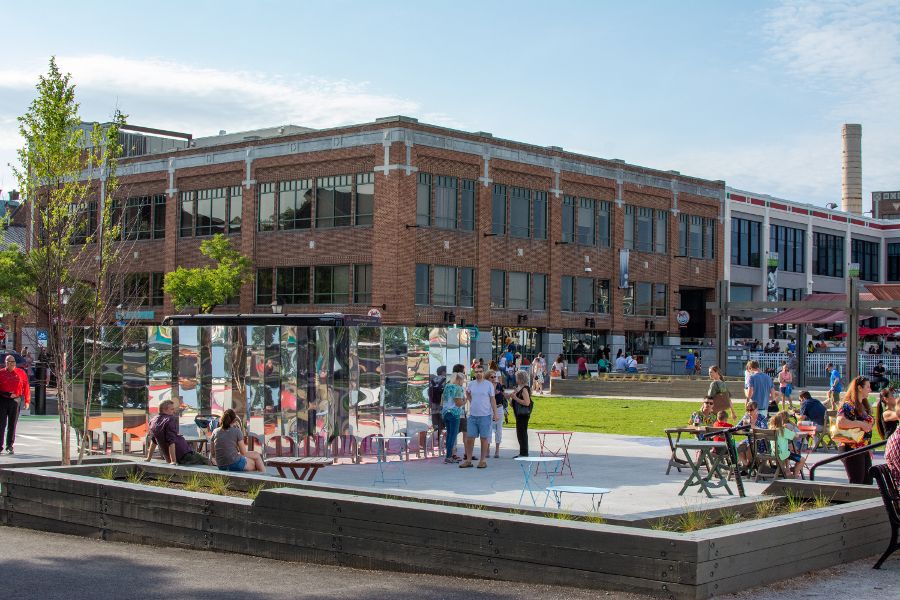 The Torpedo Factory Art Center and the Waterfront Park in Old Town Alexandria, Virginia.