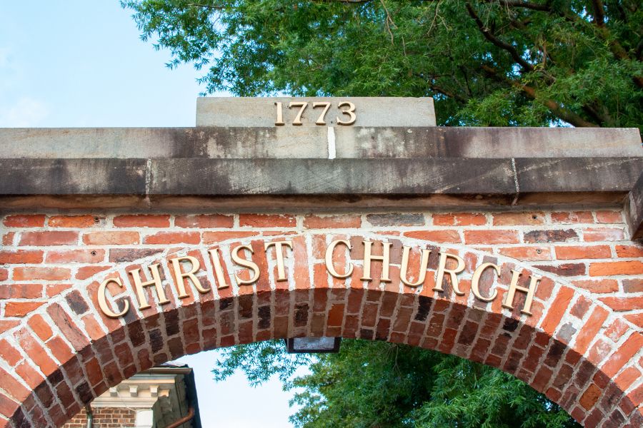 Brick arch at the historic Christ Church in Alexandria.