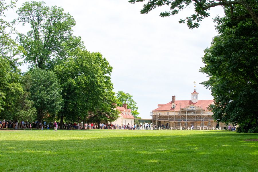 Bowling Green field lies before the mansion at Mount Vernon.