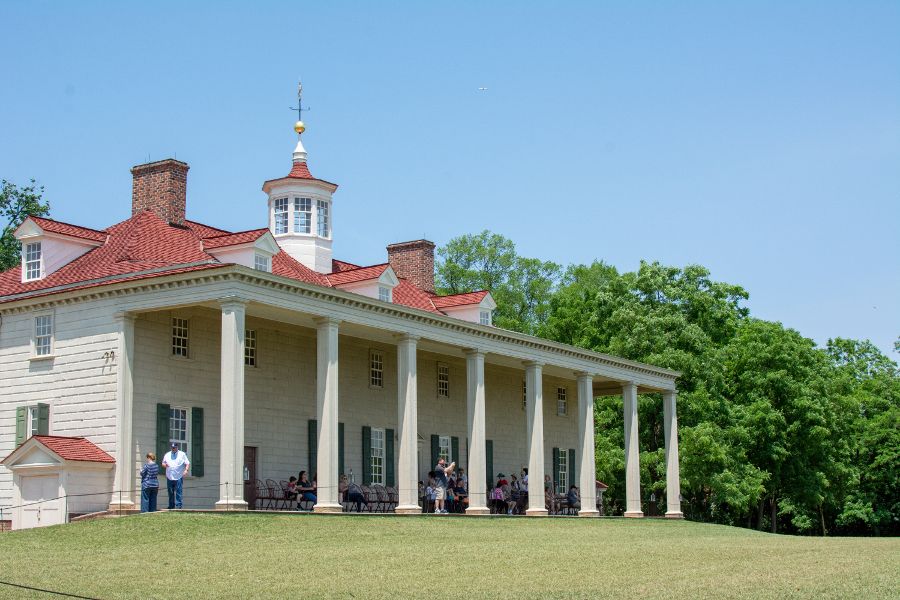 The Mount Vernon mansion back porch.