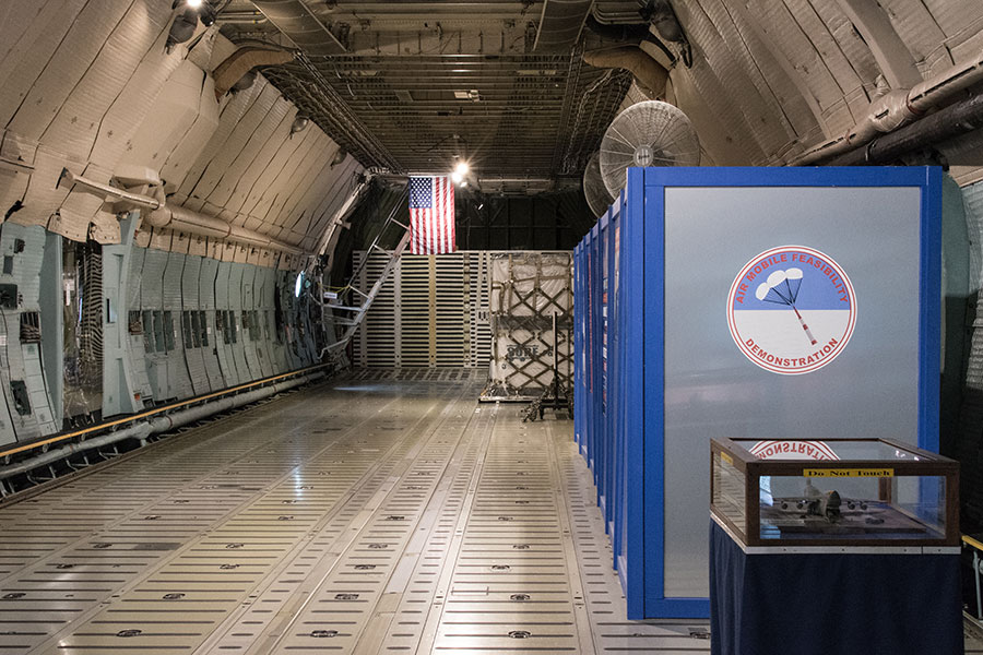 The inside of a C-5A Galaxy aircraft.