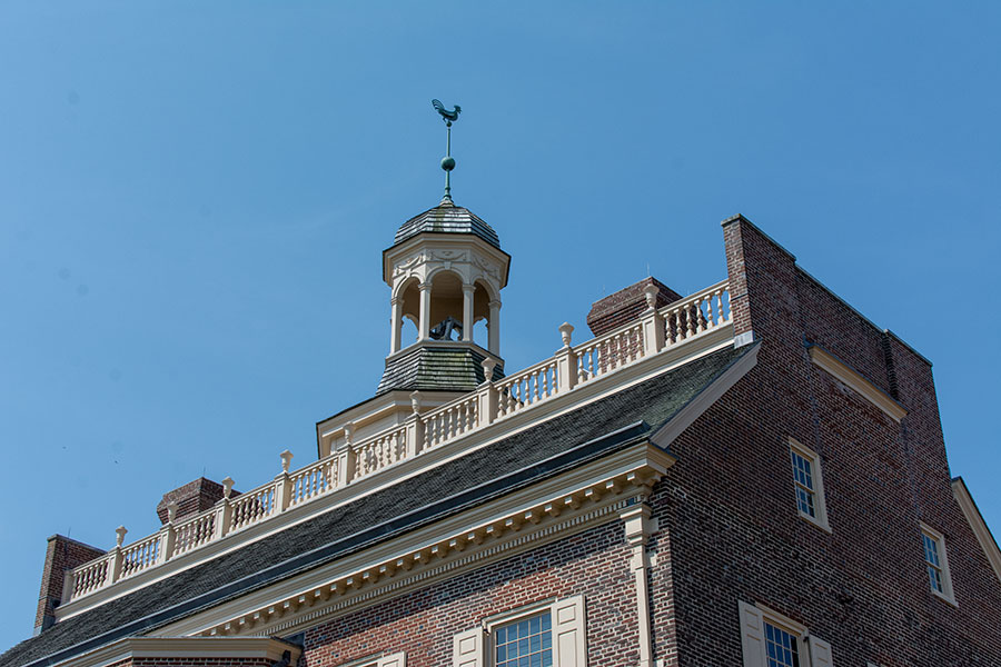 The cupola atop the Dover Old State House, complete with a Delaware Blue Hen.