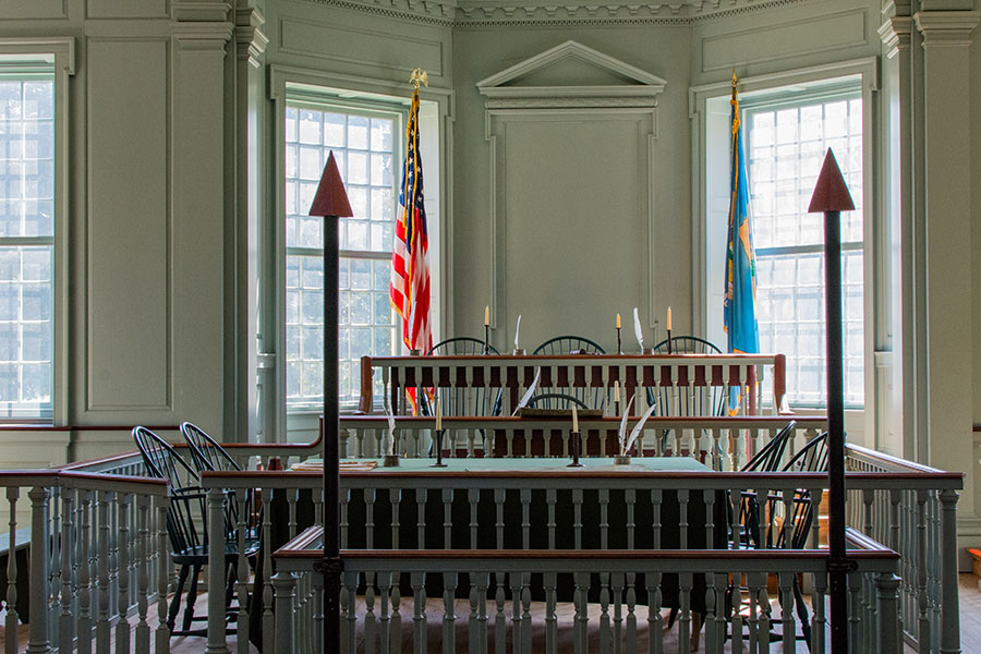 A courtroom in the Old State House in Dover.