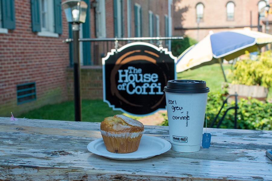 Drop by Dover's House of Coffi for a cup of tea or coffee and a delicious blueberry muffin.