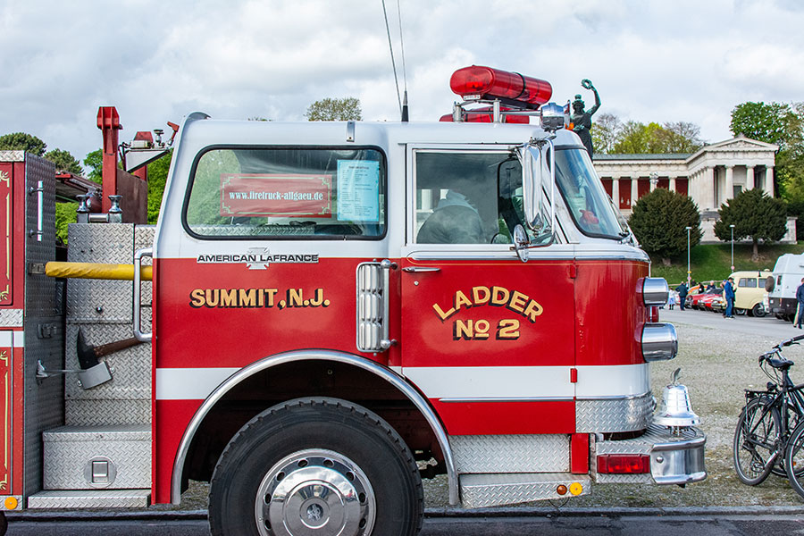 Close up of a fire engine from Summit, NJ, on the Wiesn for the ACM Oldtimer-Treffen.