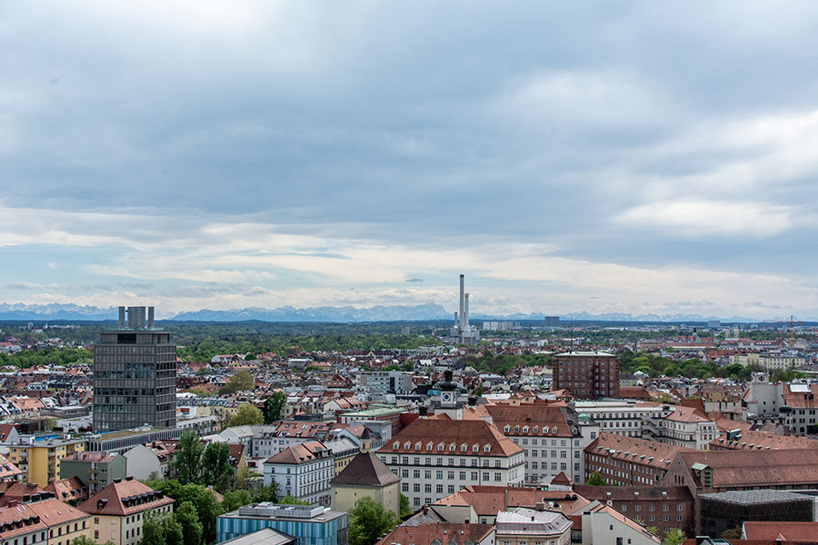 A view over southern Munich from the Alter Peter Tower.