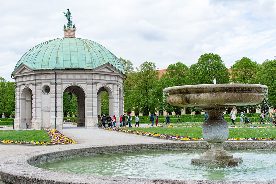 Schloss Nymphenburg, or Nymphenburg Palace, in Munich, Germany in spring.