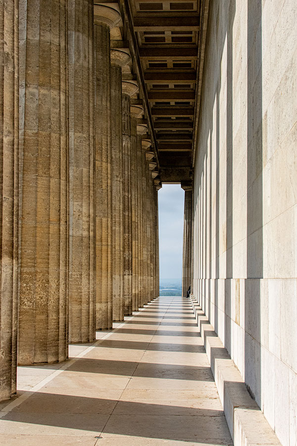 Columns stand in a line outside of Walhalla.