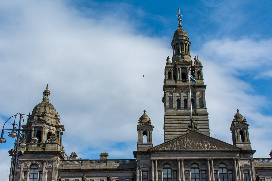 The skyline of the Glasgow City Chambers.