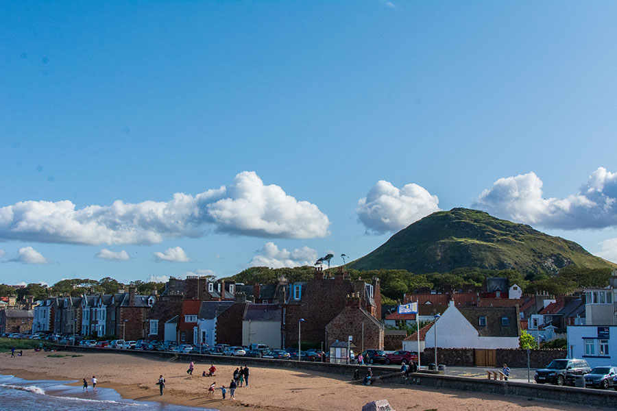 The North Berwick beach sits with Berwick Law in the background.