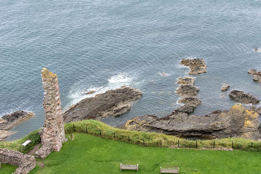 A look on to the sea from the top of Tantallon Castle tower.