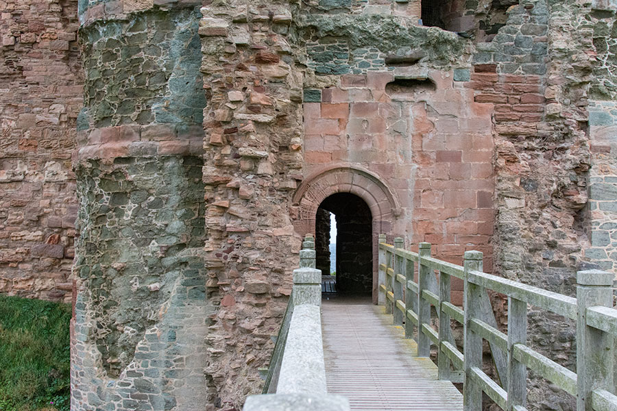 An entrance leads into the ruins of Tantallon Castle.