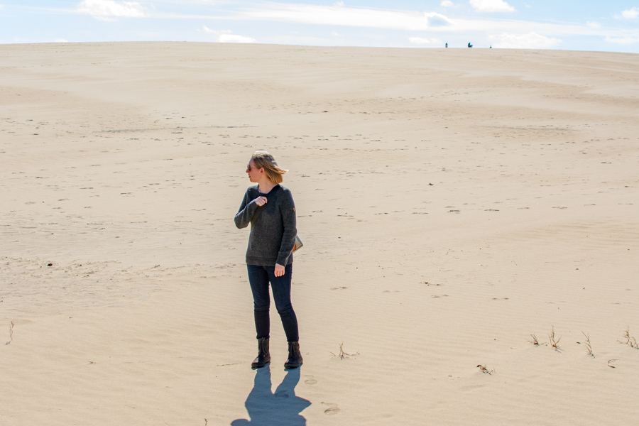 Exploring the sand dunes of Jockey's Ridge State Park in Waldlaufer Jordy Hadessa boots.